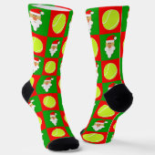 Tennis Player Santa Kerstpattern Fun Holiday Sokken (Gebogen)