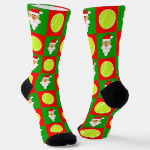 Tennis Player Santa Kerstpattern Fun Holiday Sokken