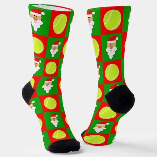Tennis Player Santa Kerstpattern Fun Holiday Sokken (Gebogen)