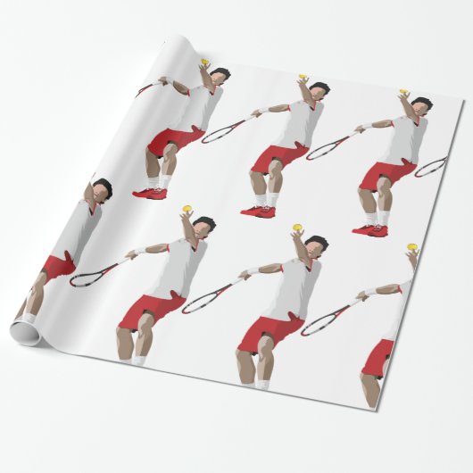 Tennis Player Serving Cadeaupapier (Uitgerold)