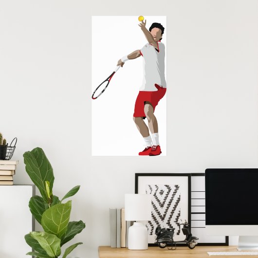 Tennis Player Serving Poster (Thuiskantoor)