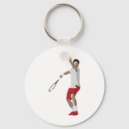 Tennis Player Serving Sleutelhanger (Achterkant)