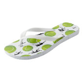 Tennis Player Silhouette Green Tennis Ball Pattern Teenslippers (Schuin)