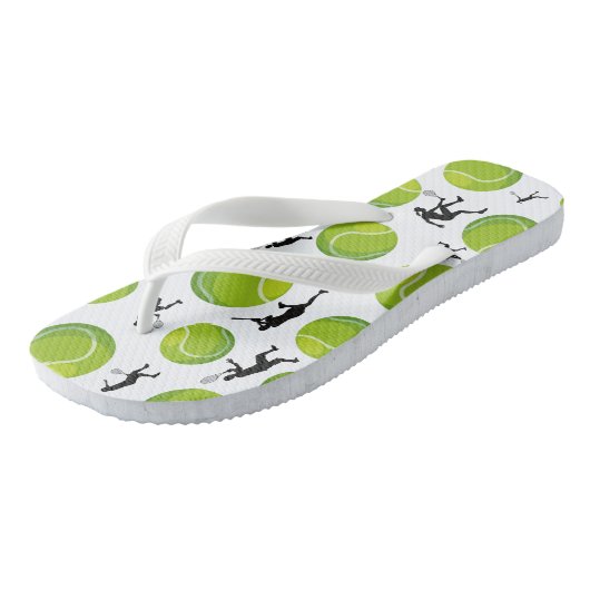 Tennis Player Silhouette Green Tennis Ball Pattern Teenslippers (Schuin)