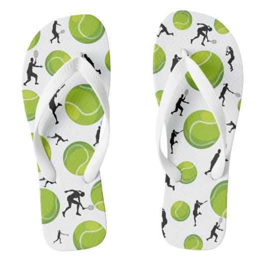 Tennis Player Silhouette Green Tennis Ball Pattern Teenslippers (Voetbed)