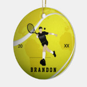 Tennis Player Silhouette Name & Year Earth Ball Keramisch Ornament (Links)
