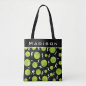 Tennis Player Silhouette Pattern Naam coach toevoe Tote Bag (Voorkant)