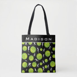 Tennis Player Silhouette Pattern Naam coach toevoe Tote Bag