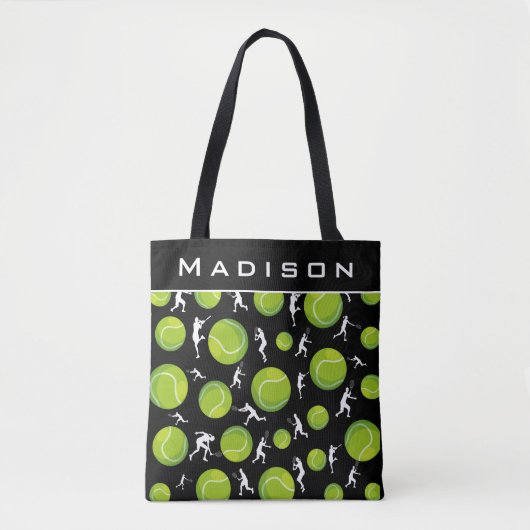 Tennis Player Silhouette Pattern Naam coach toevoe Tote Bag (Voorkant)