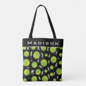 Tennis Player Silhouette Pattern Naam coach toevoe Tote Bag (Achterkant)