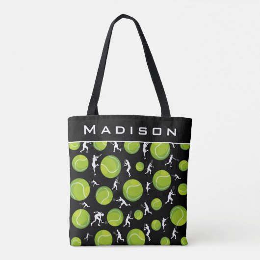 Tennis Player Silhouette Pattern Naam coach toevoe Tote Bag (Achterkant)