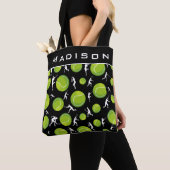 Tennis Player Silhouette Pattern Naam coach toevoe Tote Bag (Dichtbij)