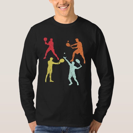 Tennis Player Silhouette Rackets Koelt Mannen T-shirt (Voorkant)