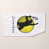 Tennis Player Silhouette Serving voegt zijn naamba Handdoek (Handdoek)