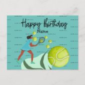 Tennis Player speelt Happy Birthday Briefkaart (Voorkant)