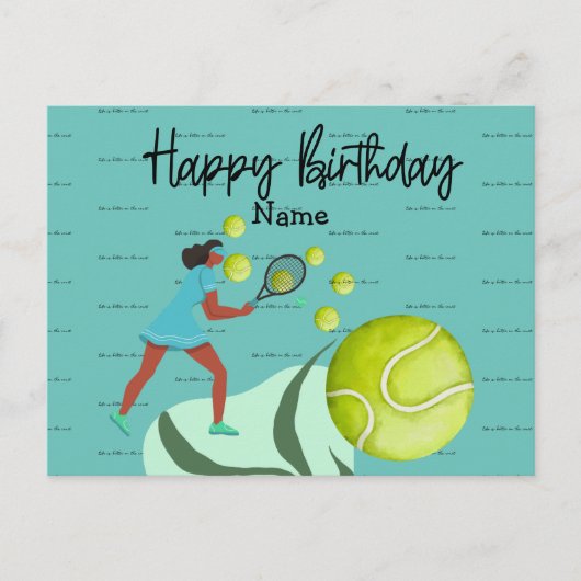 Tennis Player speelt Happy Birthday Briefkaart (Voorkant)