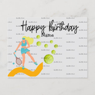 Tennis Player speelt Happy Birthday Briefkaart