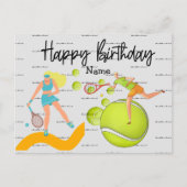 Tennis Player speelt Happy Birthday Briefkaart (Voorkant)