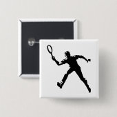 Tennis Player Vierkante Button 5,1 Cm (Voorkant /achterkant)