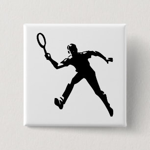 Tennis Player Vierkante Button 5,1 Cm