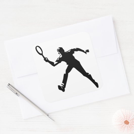 Tennis Player Vierkante Sticker (Envelop)