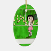 Tennis Player, Vrouw - persoonlijke Cartoon cadeau Keramisch Ornament (Rechts)