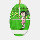 Tennis Player, Vrouw - persoonlijke Cartoon cadeau Keramisch Ornament (Links)