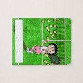 Tennis Player, Vrouw - persoonlijke Cartoon cadeau Legpuzzel (Horizontaal)
