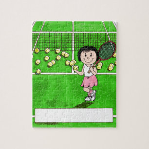 Tennis Player, Vrouw - persoonlijke Cartoon cadeau Legpuzzel