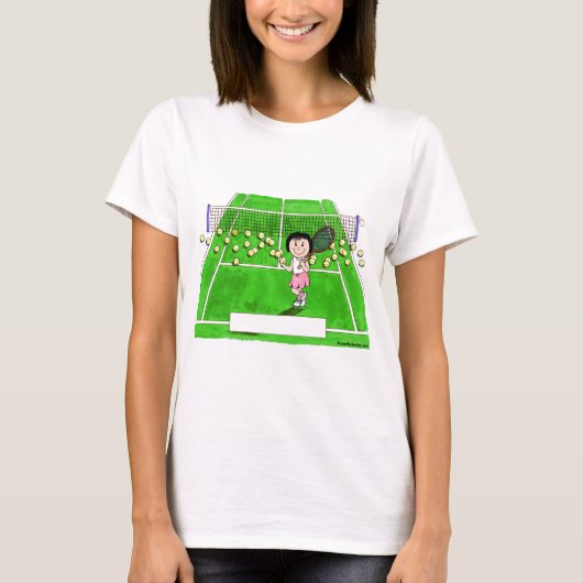 Tennis Player, Vrouw - persoonlijke Cartoon cadeau T-shirt (Voorkant)