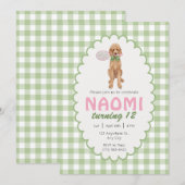 Tennis Poedel Roze Groene Verjaardag Kaart (Voorkant / Achterkant)