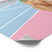 Tennis Poedel Roze Waterverf Poster (Hoek)