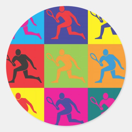 Tennis Pop Art Ronde Sticker (Voorkant)