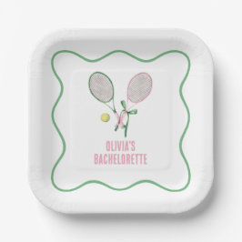 Tennis preppy bachelorette paper plates papieren bordje