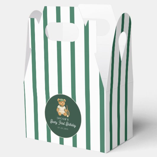Tennis Preppy Bear 1st Birthday Bedankdoosjes (Geopend)