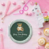 Tennis Preppy Bear 1st Birthday Papieren Bordje (Feest)