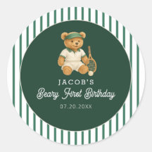Tennis Preppy Bear 1st Birthday