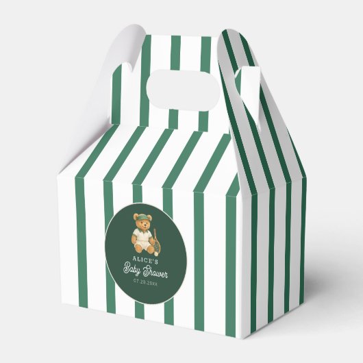 Tennis Preppy Bear Baby Shower Bedankdoosjes (Achterkant)