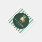 Tennis Preppy Bear Green 1st Birthday Servet (Hoek)