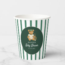 Tennis Preppy Bear Green Striped Baby Shower