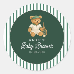 Tennis Preppy Beer Baby Borrel Ronde Sticker
