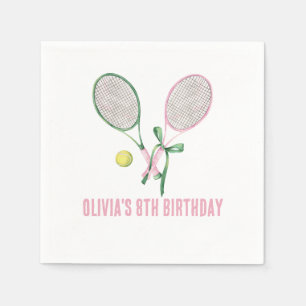 Tennis preppy geruite verjaardagsuitnodiging servet