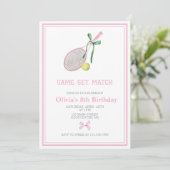 Tennis preppy plaid verjaardag uitnodiging (Staand voorkant)