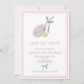 Tennis preppy plaid verjaardag uitnodiging (Voorkant)