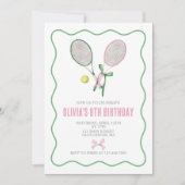 Tennis preppy plaid verjaardag uitnodiging (Voorkant)