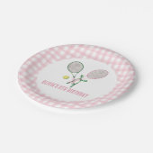 Tennis preppy plaid verjaardag uitnodiging papieren bordje (Gekanteld)