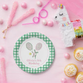 Tennis preppy plaid verjaardag uitnodiging papieren bordje (Feest)