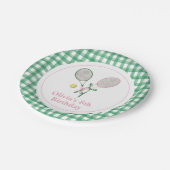 Tennis preppy plaid verjaardag uitnodiging papieren bordje (Gekanteld)