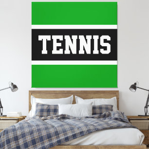 TENNIS Pret Functie Groen Zwart Wit Strepen Canvas Afdruk