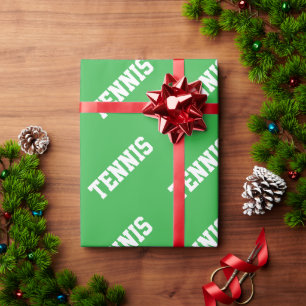TENNIS Pret Functie Witte Tekst Op Heldergroen Cadeaupapier
